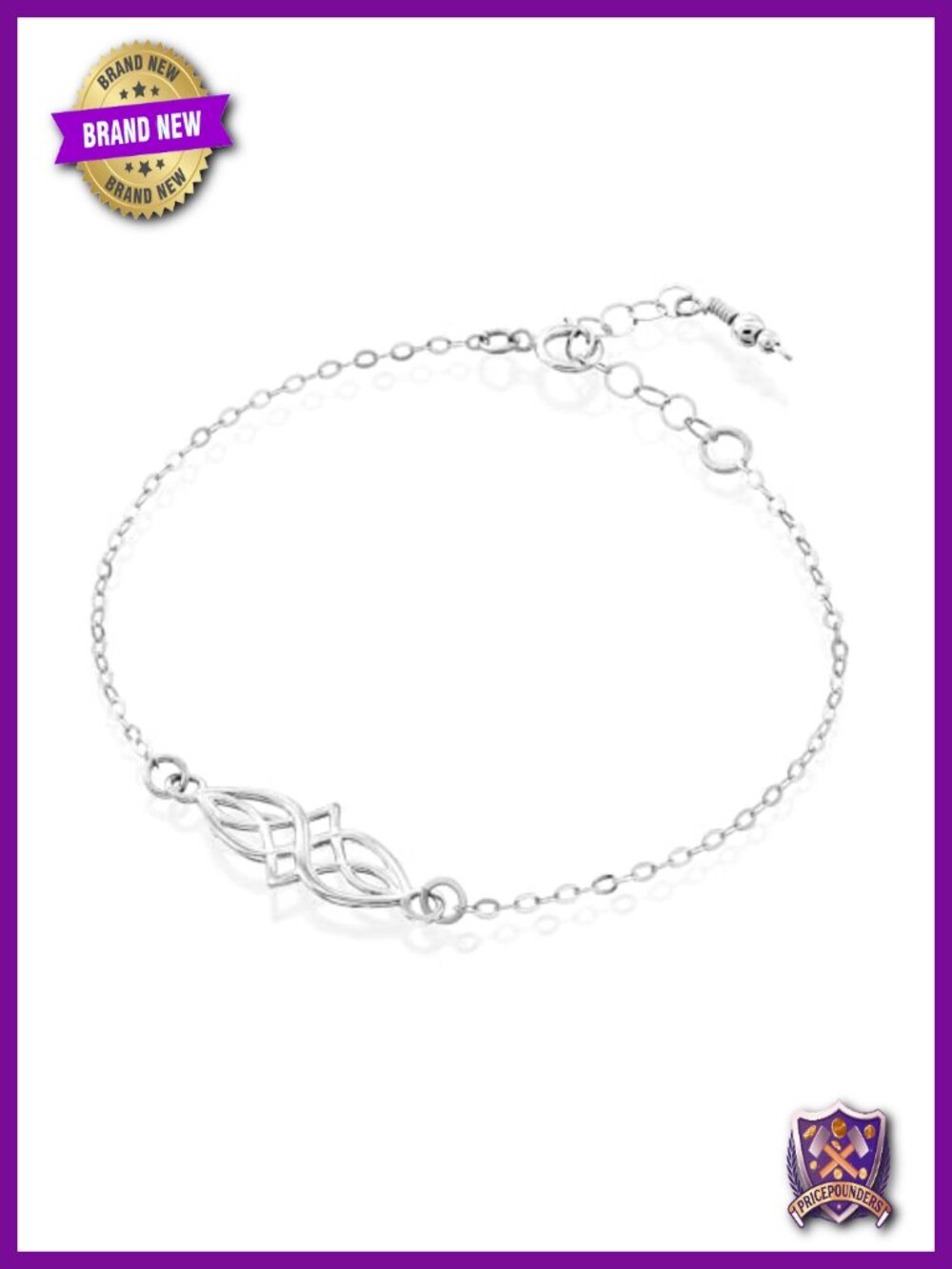Celtic Knot Charm Bracelet Sterling Silver 925 Adjustable Women's Minimalist